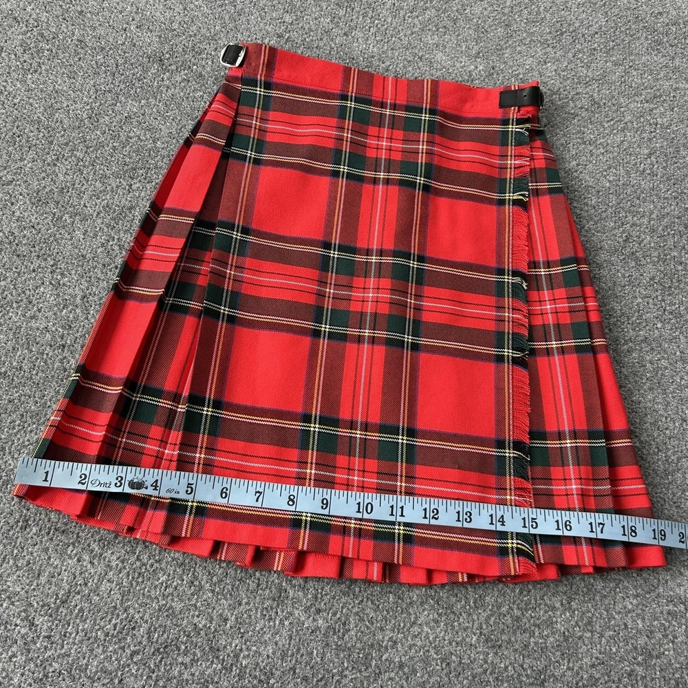 O'Neil Of Dublin Skirt Girls 7-8 Red Plaid Pleated School Kilt Buckle Ireland - Picture 6 of 10
